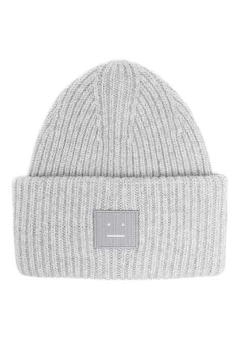 Grey logo-appliqué beanie Acne studios face - unisex